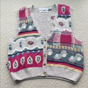 Robert Scott Ltd Vintage Multi Color Patterned Sweater Vest women’s Large